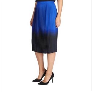 DKNY Pleated Plisse Accordion Midi Skirt BlueBlack